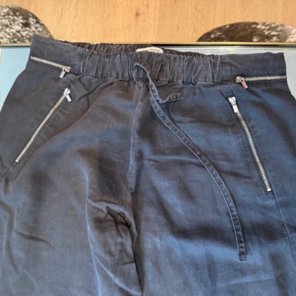 Pre-Loved Zara Premium Denim Collection Dark Grey Linen Joggers - Size L - Picture 3 of 6